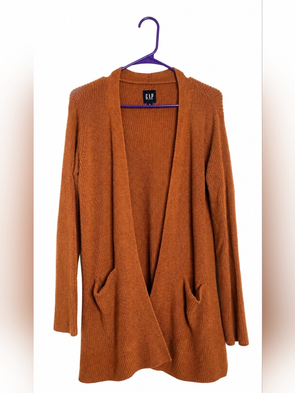 GAP Women's Open-Front Cardigan in Burnt Orange